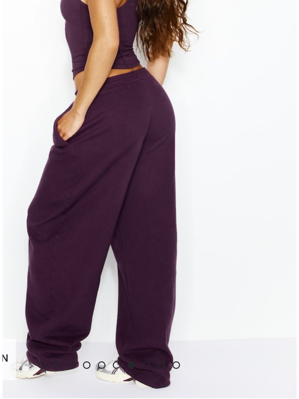 Garage Ultra Fleece Barrel Leg Sweatpants in Wild Berry Maroon - Picture 3 of 6